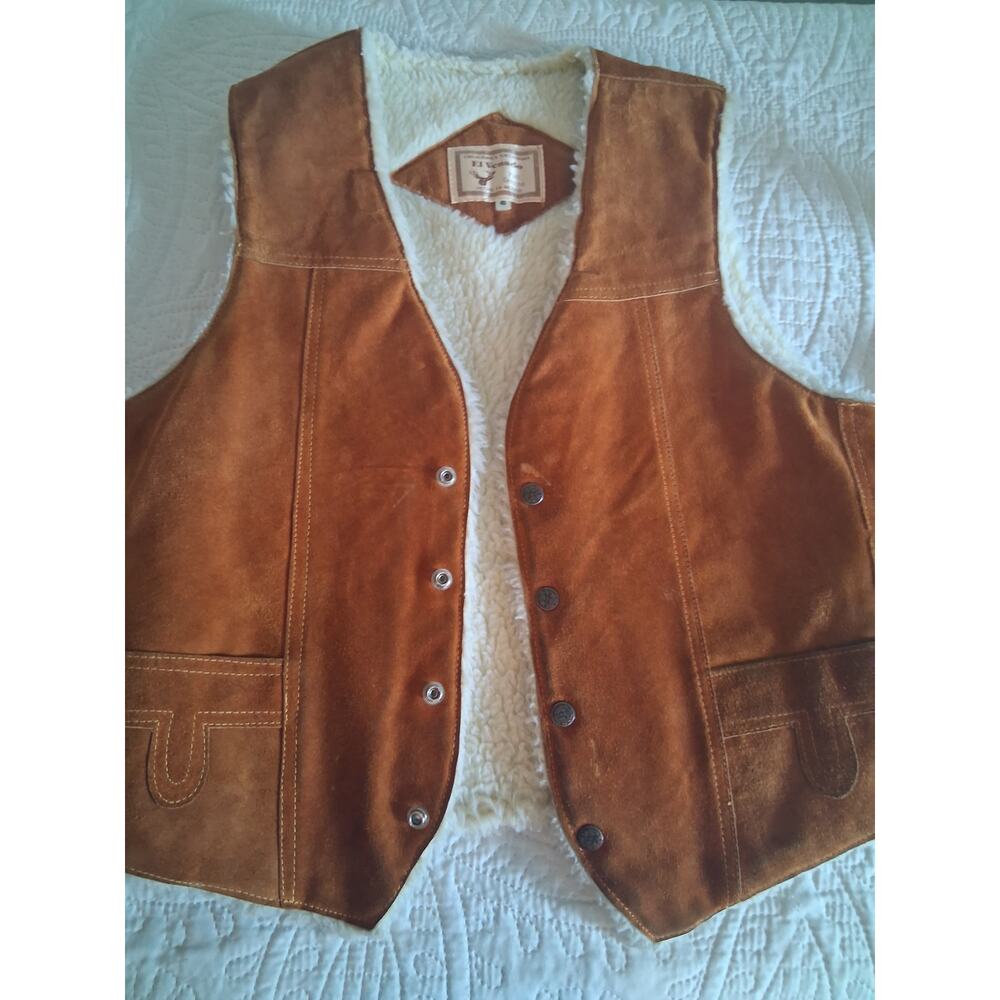 El Venado Vintage Genuine Leather Brown Western Vest Men's 40 Made In Mexico